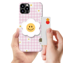 [TryCozy] 체크 스마일플라워 에폭시톡 카드 3D곡면하드케이스