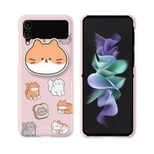 [TryCozy] 야옹이 패턴 에폭시톡 갤럭시Z플립시리즈 3D곡면하드