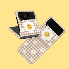 [TryCozy] 스마일플라워 체크 갤럭시Z플립시리즈 3D곡면하드