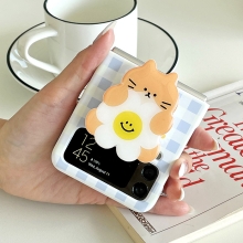 [TryCozy] 동물 데이지 체크 에폭시톡 갤럭시Z플립시리즈 3D곡면하드