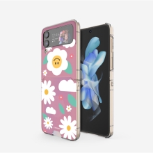 [TryCozy] 스마일플라워 패턴 갤럭시Z플립시리즈 클리어 카드 하드케이스