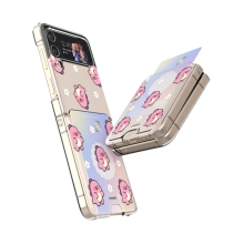 [TryCozy] 핑크 리틀티노 플라워패턴 갤럭시Z플립시리즈 클리어 카드 하드케이스