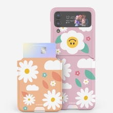 [TryCozy] 스마일플라워 패턴 갤럭시Z플립시리즈 카드 3D곡면하드케이스