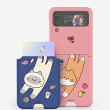 [TryCozy] 야옹이 산책 갤럭시Z플립시리즈 카드 3D곡면하드케이스