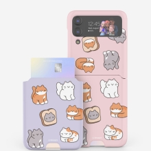 [TryCozy] 야옹이 패턴 갤럭시Z플립시리즈 카드 3D곡면하드케이스