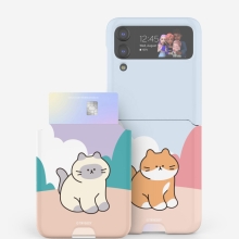 [TryCozy] 야옹이 풍경 갤럭시Z플립시리즈 카드 3D곡면하드케이스