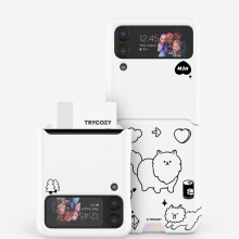 [TryCozy] 냥이멍뭉 패치 갤럭시Z플립시리즈 카드 3D곡면하드케이스