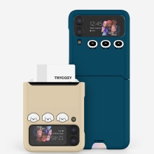 [TryCozy] 냥이멍뭉 페이스 갤럭시Z플립시리즈 카드 3D곡면하드케이스
