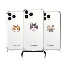 [TryCozy] 고양이얼굴 폰스트랩 방탄 젤하드케이스