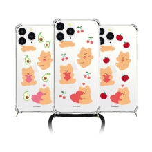 [TryCozy] 러브베어과일 폰스트랩 방탄 젤하드케이스