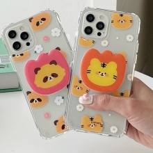 [TryCozy] 동물꽃 패턴 에폭시톡 클리어 에어쿠션 젤하드케이스