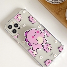 [TryCozy] 핑크 리틀티노 플라워패턴 에폭시톡 클리어 에어쿠션 젤하드케이스