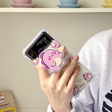 [TryCozy] 핑크 리틀티노 플라워패턴 에폭시톡 갤럭시Z플립시리즈 투명범퍼케이스