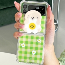 [TryCozy] 동물 데이지 체크 에폭시톡 갤럭시Z플립시리즈 투명범퍼케이스