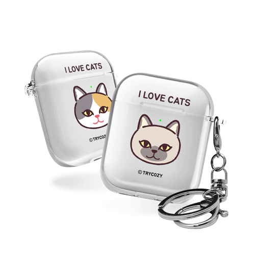 디자인 에어팟1,2세대 클리어케이스 고양이얼굴