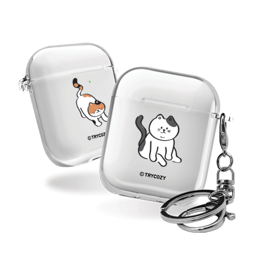디자인 에어팟1,2세대 클리어케이스 뚱냥이