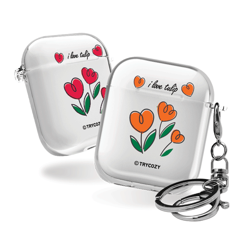 디자인 에어팟1,2세대 클리어케이스 컬러팝튤립