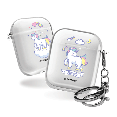 디자인 에어팟1,2세대 클리어케이스 파스텔유니콘