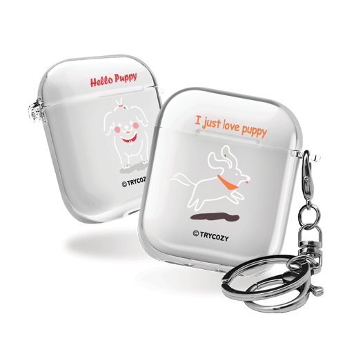 디자인 에어팟1,2세대 클리어케이스 헬로퍼피