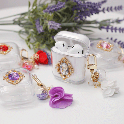 디자인 에어팟1,2세대 클리어케이스 꽃잎테슬