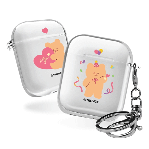 디자인 에어팟1,2세대 클리어케이스 러브베어