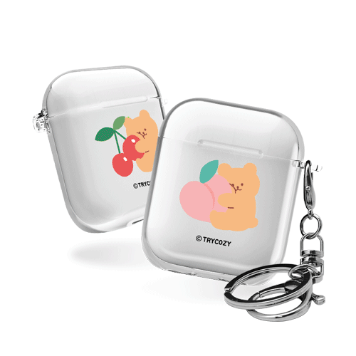 디자인 에어팟1,2세대 클리어케이스 러브베어과일