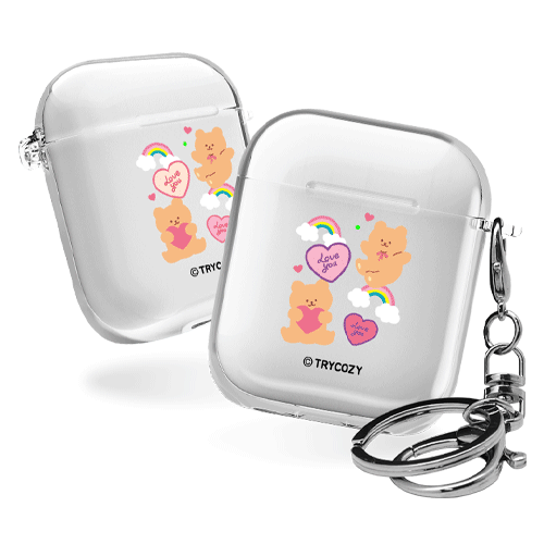 디자인 에어팟1,2세대 클리어케이스 러브베어패턴