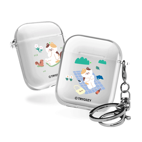 디자인 에어팟1,2세대 클리어케이스 냥이의나들이