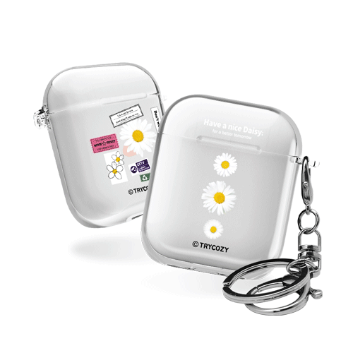 디자인 에어팟1,2세대 클리어케이스 데이지라벨