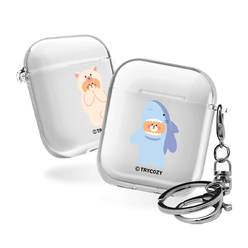 디자인 에어팟1,2세대 클리어케이스 베어코스튬