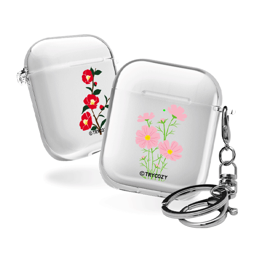 디자인 에어팟1,2세대 클리어케이스 심플플라워