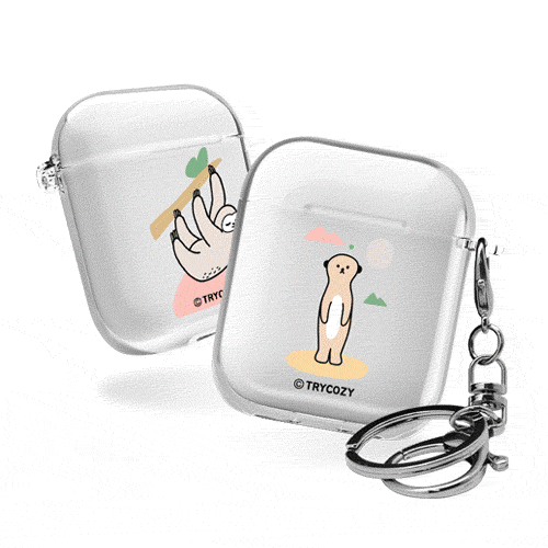 디자인 에어팟1,2세대 클리어케이스 심플애니멀