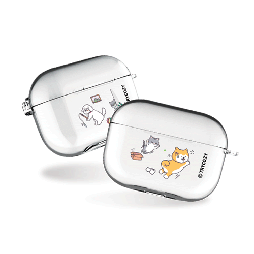 액션냥이댕이 에어팟프로/에어팟프로2 클리어케이스