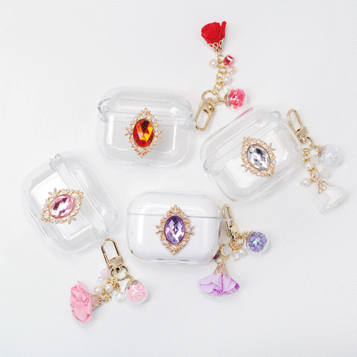 디자인 에어팟프로/에어팟프로2 클리어케이스 꽃잎테슬