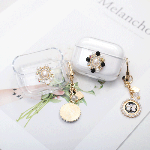 디자인 에어팟프로/에어팟프로2 클리어케이스 진주테슬
