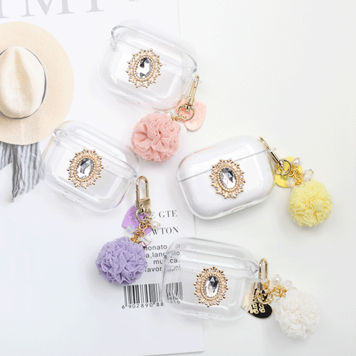 디자인 에어팟프로/에어팟프로2 클리어케이스 폼폼테슬