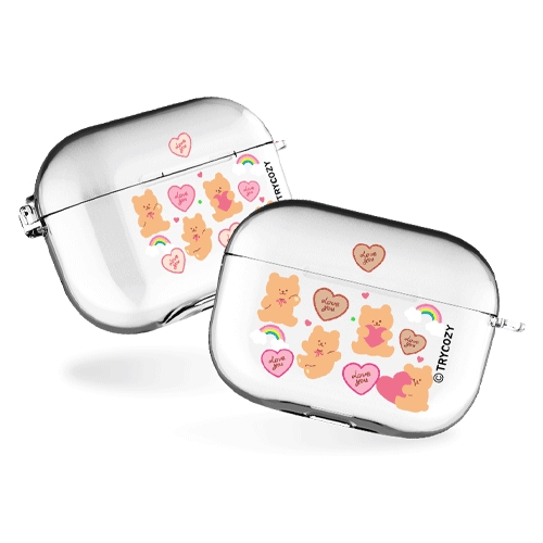 러브베어패턴 에어팟프로/에어팟프로2 클리어케이스