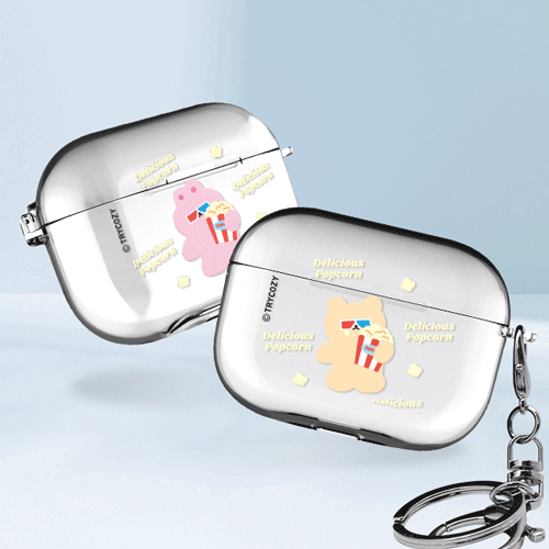 팝콘냠냠 에어팟3세대 클리어케이스