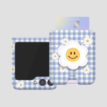 [TryCozy] 체크 스마일플라워 에폭시톡 갤럭시Z플립시리즈 카드 3D곡면하드케이스