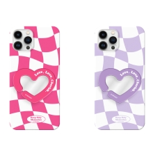 [TryCozy] 하트 체커보드 3D곡면하드케이스+미러 스마트톡