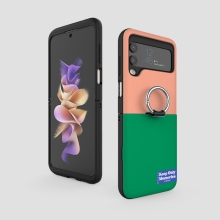 [TryCozy] 투톤 라벨 비비드 갤럭시Z플립시리즈 고리형 카드도어범퍼케이스