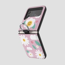 [TryCozy] 스마일플라워 패턴 갤럭시Z플립시리즈 고리형 카드도어범퍼케이스
