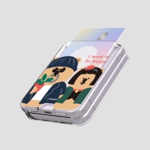 [TryCozy] 쿼카 미스터앤걸 갤럭시Z플립시리즈 클리어 카드 하드케이스