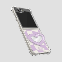 [TryCozy] 하트 체커보드 미러 스마트톡 갤럭시Z플립시리즈 투명범퍼케이스