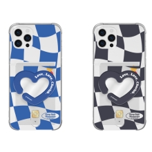 [TryCozy] 하트 체커보드 미러 스마트톡 클리어 에어쿠션 카드젤리케이스