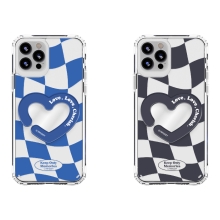 [TryCozy] 하트 체커보드 미러 스마트톡 클리어 에어쿠션 젤하드케이스