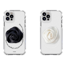 [TryCozy] 새틴 레터링 로즈 스마트톡 클리어 에어쿠션 젤하드케이스