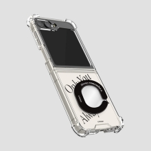 [TryCozy] 세리프 레터링 미러 스마트톡 갤럭시Z플립시리즈 투명범퍼케이스