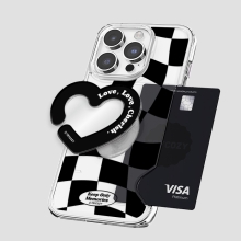 [TryCozy] 하트 체커보드 미러 스마트톡 카드투명하드케이스