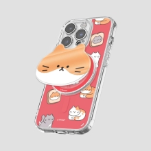 [TryCozy] 야옹이 패턴 클리어 렌즈가드 마그네틱 젤하드 케이스+투명 마그네틱 톡